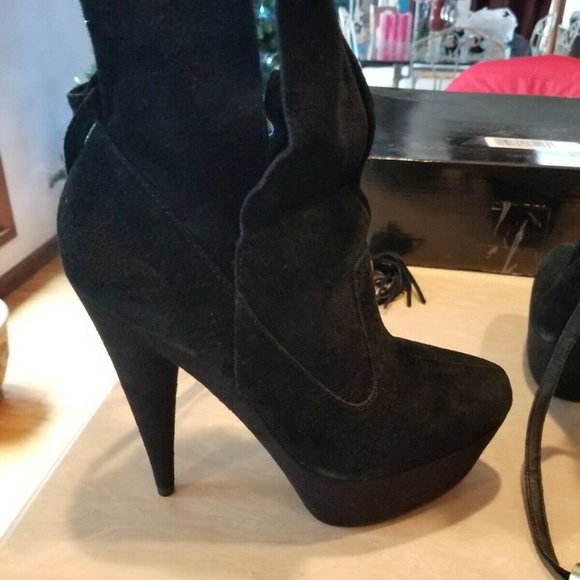 VS Colin Stuart black suede tie up booties new 7 - Picture 3 of 4